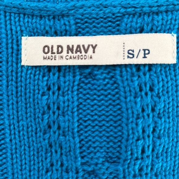 Old Navy Women's Blue Turquois Cable Knit V-Neck Sweater - Size S/P - Picture 4 of 6